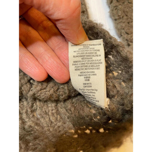 Free People Womens Chunky Knit Oversized Scoop Neck Sweater Brown Size Medium - Picture 6 of 6